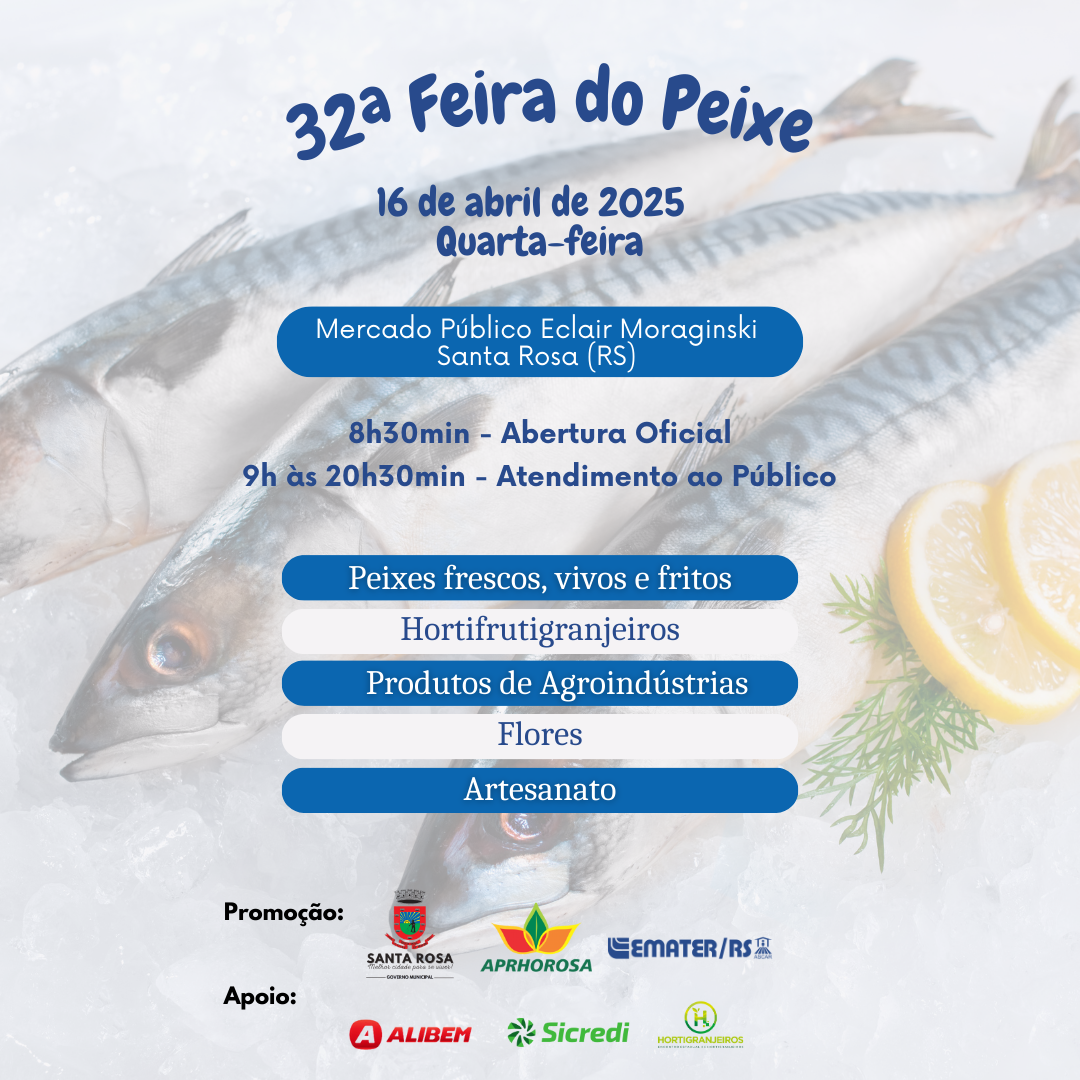 32ª Feira do Peixe será realizada na próxima semana 32ª Feira do Peixe será realizada na próxima semana