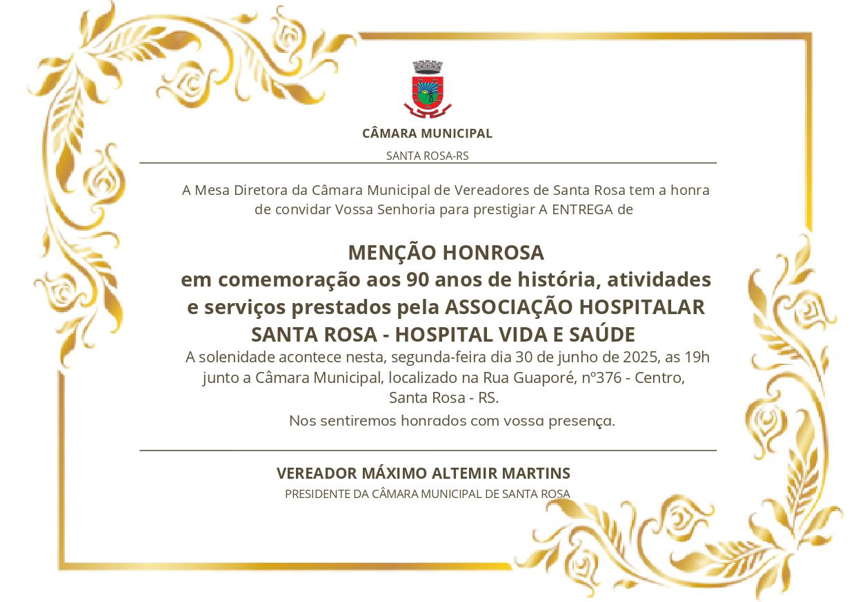 Vida & Saúde recebe nesta noite homenagem da Câmara pelos 90 anos