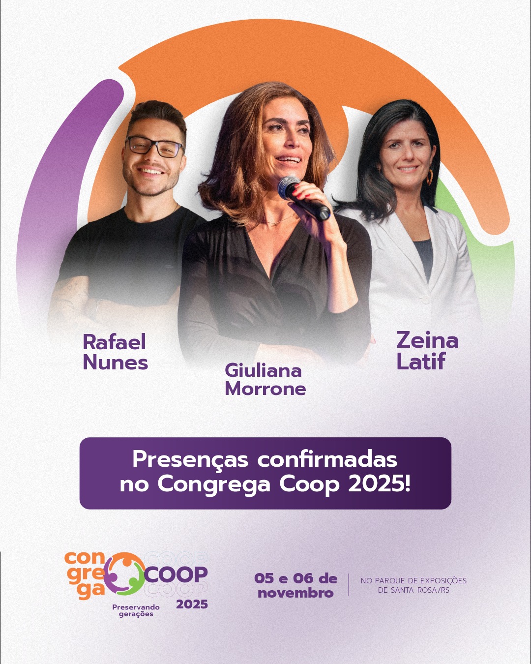 Congrega Coop 2025: Rafael Nunes, Giuliana Morrone e Zeina Latif entre os nomes confirmados Congrega Coop 2025: Rafael Nunes, Giuliana Morrone e Zeina Latif entre os nomes confirmados